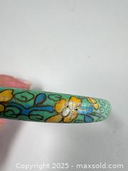 MaxSold Auction: Vintage Cloisonné-Style Enamel Bangle Bracelet – Floral Pattern in Blue & Green  - Toronto (Ontario, Canada) SELLER MANAGED Moving Online Auction - 1/2  Wellesley Street East