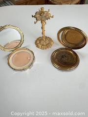 MaxSold Auction: Vintage Gold-Tone Makeup Compacts with Mirrors & Ornate Jewellery Stand  - Toronto (Ontario, Canada) SELLER MANAGED Moving Online Auction - 1/2  Wellesley Street East
