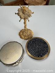 MaxSold Auction: Vintage Gold-Tone Makeup Compacts with Mirrors & Ornate Jewellery Stand  - Toronto (Ontario, Canada) SELLER MANAGED Moving Online Auction - 1/2  Wellesley Street East