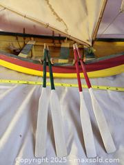 MaxSold Auction: Vintage Handcrafted Wooden Sailboat Model with Canvas Sails - Toronto (Ontario, Canada) SELLER MANAGED Moving Online Auction - 1/2  Wellesley Street East