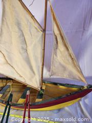 MaxSold Auction: Vintage Handcrafted Wooden Sailboat Model with Canvas Sails - Toronto (Ontario, Canada) SELLER MANAGED Moving Online Auction - 1/2  Wellesley Street East