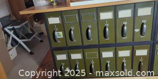 MaxSold Auction: Vintage Metal Card Catalog / Library File Drawer Unit - Toronto (Ontario, Canada) SELLER MANAGED Moving Online Auction - 1/2  Wellesley Street East