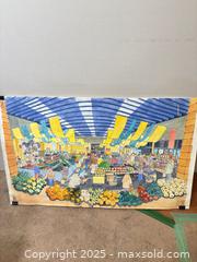 MaxSold Auction: Watercolour on Xerox Enlargement – Market Scene (Framed / Unframed)  - Toronto (Ontario, Canada) SELLER MANAGED Moving Online Auction - 1/2  Wellesley Street East