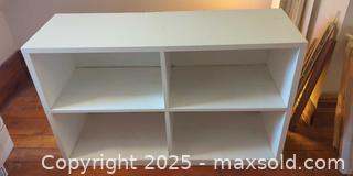 MaxSold Auction: White Wooden 4-Cube Storage Shelf / Bookcase - Toronto (Ontario, Canada) SELLER MANAGED Moving Online Auction - 1/2  Wellesley Street East