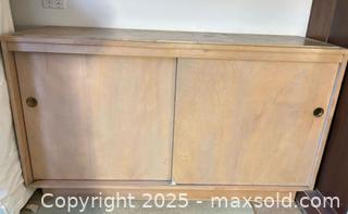 MaxSold Auction: Wood Sliding-Door Storage Cabinet with Adjustable Shelves  - Toronto (Ontario, Canada) SELLER MANAGED Moving Online Auction - 1/2  Wellesley Street East