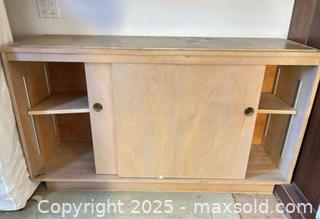 MaxSold Auction: Wood Sliding-Door Storage Cabinet with Adjustable Shelves  - Toronto (Ontario, Canada) SELLER MANAGED Moving Online Auction - 1/2  Wellesley Street East