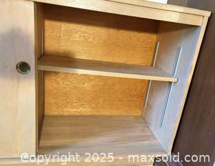 MaxSold Auction: Wood Sliding-Door Storage Cabinet with Adjustable Shelves  - Toronto (Ontario, Canada) SELLER MANAGED Moving Online Auction - 1/2  Wellesley Street East