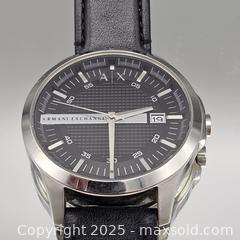 MaxSold Auction: Armani Exchange AX Quartz Stainless Steel Black Leather Watch - Hatboro (Pennsylvania, USA) PARTNER MANAGED Estate Sale Online Auction -  Jacksonville Road