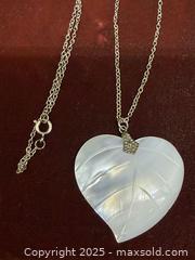 MaxSold Auction: Heart-shaped mother of pearl leaf pendant &#38; onyx/abalone/mop silver earrings  - Hatboro (Pennsylvania, USA) PARTNER MANAGED Estate Sale Online Auction -  Jacksonville Road