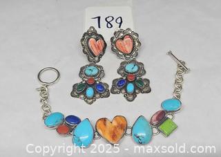 MaxSold Auction: Indigenous American Sterling Silver mixed natural stone jewelry set - Hatboro (Pennsylvania, USA) PARTNER MANAGED Estate Sale Online Auction -  Jacksonville Road