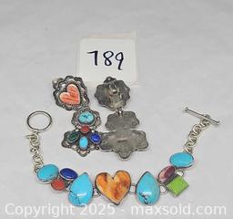 MaxSold Auction: Indigenous American Sterling Silver mixed natural stone jewelry set - Hatboro (Pennsylvania, USA) PARTNER MANAGED Estate Sale Online Auction -  Jacksonville Road