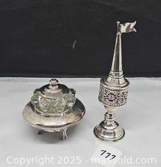 MaxSold Auction: Judaica sterling spice tower, and silvertone honey dish - Hatboro (Pennsylvania, USA) PARTNER MANAGED Estate Sale Online Auction -  Jacksonville Road