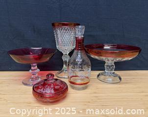 MaxSold Auction: Ruby red trim glassware  - Hatboro (Pennsylvania, USA) PARTNER MANAGED Estate Sale Online Auction -  Jacksonville Road