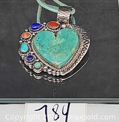 MaxSold Auction: Statement Navajo Turquoise Sterling heart pendant signed El Tom - Hatboro (Pennsylvania, USA) PARTNER MANAGED Estate Sale Online Auction -  Jacksonville Road