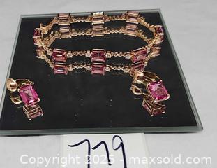 MaxSold Auction: Sterling 925 pink topaz bracelet and earrings set  - Hatboro (Pennsylvania, USA) PARTNER MANAGED Estate Sale Online Auction -  Jacksonville Road