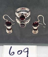 MaxSold Auction: Sterling Jewelry set, Ring and Earrings with garnet colored stones - Hatboro (Pennsylvania, USA) PARTNER MANAGED Estate Sale Online Auction -  Jacksonville Road