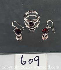 MaxSold Auction: Sterling Jewelry set, Ring and Earrings with garnet colored stones - Hatboro (Pennsylvania, USA) PARTNER MANAGED Estate Sale Online Auction -  Jacksonville Road