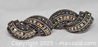 MaxSold Auction: Sterling Marcasite clip earrings. Marked Sterling J J - Hatboro (Pennsylvania, USA) PARTNER MANAGED Estate Sale Online Auction -  Jacksonville Road