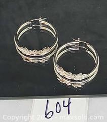 MaxSold Auction: Sterling silver 925 hoop earrings with floral design  - Hatboro (Pennsylvania, USA) PARTNER MANAGED Estate Sale Online Auction -  Jacksonville Road