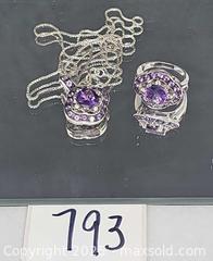 MaxSold Auction: Sterling silver 925 purple stone necklace and ring - Hatboro (Pennsylvania, USA) PARTNER MANAGED Estate Sale Online Auction -  Jacksonville Road