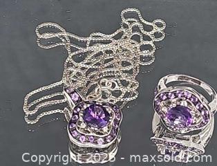 MaxSold Auction: Sterling silver 925 purple stone necklace and ring - Hatboro (Pennsylvania, USA) PARTNER MANAGED Estate Sale Online Auction -  Jacksonville Road
