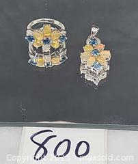 MaxSold Auction: Sterling Silver Blue Stone and opal like ring and pendant  - Hatboro (Pennsylvania, USA) PARTNER MANAGED Estate Sale Online Auction -  Jacksonville Road