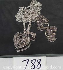 MaxSold Auction: Sterling silver, marcasite heart jewelry set, signed JJ, Judith Jack - Hatboro (Pennsylvania, USA) PARTNER MANAGED Estate Sale Online Auction -  Jacksonville Road