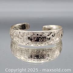 MaxSold Auction: Sterling Silver Open Cuff Bracelet, Engraved Floral Design - Hatboro (Pennsylvania, USA) PARTNER MANAGED Estate Sale Online Auction -  Jacksonville Road