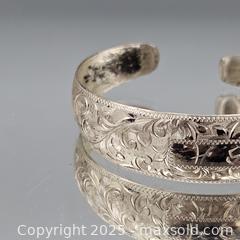MaxSold Auction: Sterling Silver Open Cuff Bracelet, Engraved Floral Design - Hatboro (Pennsylvania, USA) PARTNER MANAGED Estate Sale Online Auction -  Jacksonville Road