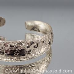 MaxSold Auction: Sterling Silver Open Cuff Bracelet, Engraved Floral Design - Hatboro (Pennsylvania, USA) PARTNER MANAGED Estate Sale Online Auction -  Jacksonville Road