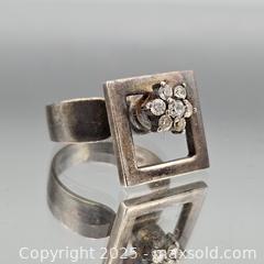 MaxSold Auction: Vintage Geometric Silver-Tone Ring with Floral Cluster - Hatboro (Pennsylvania, USA) PARTNER MANAGED Estate Sale Online Auction -  Jacksonville Road