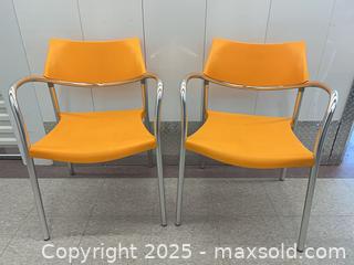 MaxSold Auction: Pair of Orange Amat Splash Chairs  - Toronto (Ontario, Canada) PARTNER MANAGED Estate Sale Online Auction - Esander Drive (STORAGE)