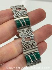 MaxSold Auction: Vintage Mexican Sterling Silver + Green Onyx Bracelet  - Toronto (Ontario, Canada) PARTNER MANAGED Estate Sale Online Auction - Esander Drive (STORAGE)