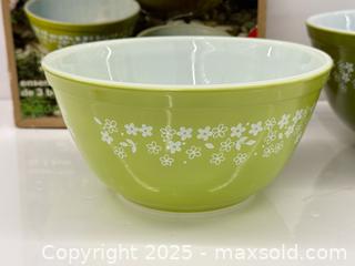 MaxSold Auction: Vintage Pyrex Spring Blossom Mixing Bowl Set x3 New Old Stock  - Toronto (Ontario, Canada) PARTNER MANAGED Estate Sale Online Auction - Esander Drive (STORAGE)