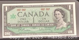 MaxSold Auction: 1867-1967 Cdn. Queen Elizabeth II 1 Dollar Paper Banknote  - Newmarket (Ontario, Canada) PARTNER MANAGED Reseller Online Auction - Walter Avenue