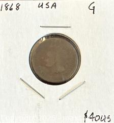 MaxSold Auction: 1868 US Indian Head One  - Newmarket (Ontario, Canada) PARTNER MANAGED Reseller Online Auction - Walter Avenue