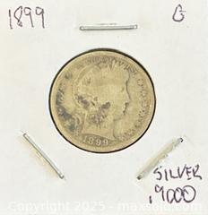 MaxSold Auction: 1899 US Silver Barbra Quarter Dollar  - Newmarket (Ontario, Canada) PARTNER MANAGED Reseller Online Auction - Walter Avenue