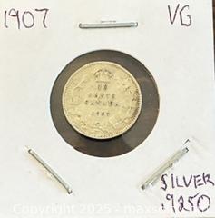 MaxSold Auction: 1907 Cdn. Silver King George V 10 Cents  - Newmarket (Ontario, Canada) PARTNER MANAGED Reseller Online Auction - Walter Avenue