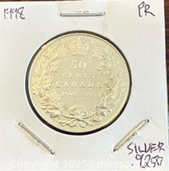 MaxSold Auction: 1908-1998 Cdn. Silver Proof 90th Anniversary Royal Mint 50 Cents  - Newmarket (Ontario, Canada) PARTNER MANAGED Reseller Online Auction - Walter Avenue