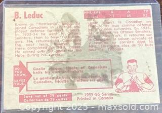 MaxSold Auction: 1955-6 Parkhurst Battleship Leduc Canadiens Oldtime Great NHL Hockey Collectible Trading Card  - Newmarket (Ontario, Canada) PARTNER MANAGED Reseller Online Auction - Walter Avenue
