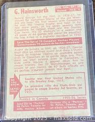 MaxSold Auction: 1955-6 Parkhurst Geo. Hainsworth Canadiens Oldtime Great NHL Hockey Collectible Trading Card  - Newmarket (Ontario, Canada) PARTNER MANAGED Reseller Online Auction - Walter Avenue