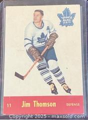 MaxSold Auction: 1955-6 Parkhurst Jim Thomson Toronto Maple Leafs NHL Hockey Collectible Trading Card  - Newmarket (Ontario, Canada) PARTNER MANAGED Reseller Online Auction - Walter Avenue