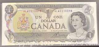 MaxSold Auction: 1973 Cdn. Queen Elizabeth II 1 Dollar Paper Banknote  - Newmarket (Ontario, Canada) PARTNER MANAGED Reseller Online Auction - Walter Avenue