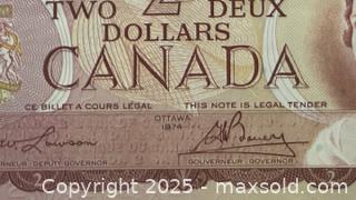MaxSold Auction: 1974 Cdn. Queen Elizabeth II 2 Dollars Paper Banknote  - Newmarket (Ontario, Canada) PARTNER MANAGED Reseller Online Auction - Walter Avenue