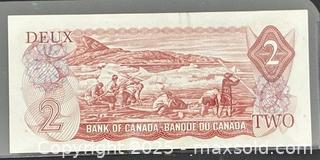 MaxSold Auction: 1974 Cdn. Queen Elizabeth II 2 Dollars Paper Banknote  - Newmarket (Ontario, Canada) PARTNER MANAGED Reseller Online Auction - Walter Avenue