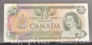 MaxSold Auction: 1979 Cdn. Queen Elizabeth II 20 Dollars Paper Banknote  - Newmarket (Ontario, Canada) PARTNER MANAGED Reseller Online Auction - Walter Avenue