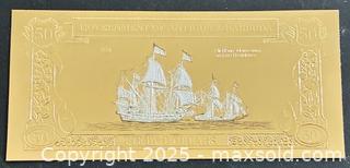 MaxSold Auction: 1987 Limited Edition Antigua/Barbuda $50 Silver/Gold Banknote - Captain Henry Mainwaring and the Resistance  - Newmarket (Ontario, Canada) PARTNER MANAGED Reseller Online Auction - Walter Avenue