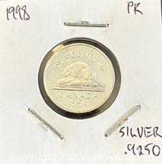 MaxSold Auction: 1998 Cdn. Silver Proof Queen Elizabeth II 5 Cents   - Newmarket (Ontario, Canada) PARTNER MANAGED Reseller Online Auction - Walter Avenue