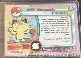 MaxSold Auction: 1999 Topps TV Meowth Pokémon Collectible Trading Card  - Newmarket (Ontario, Canada) PARTNER MANAGED Reseller Online Auction - Walter Avenue