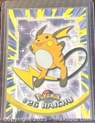 MaxSold Auction: 1999 Topps TV Raichu Pokémon Collectible Trading Card  - Newmarket (Ontario, Canada) PARTNER MANAGED Reseller Online Auction - Walter Avenue
